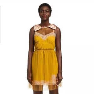 Rodarte For Target Mustard Yellow Slip Mini Dress Large NWT